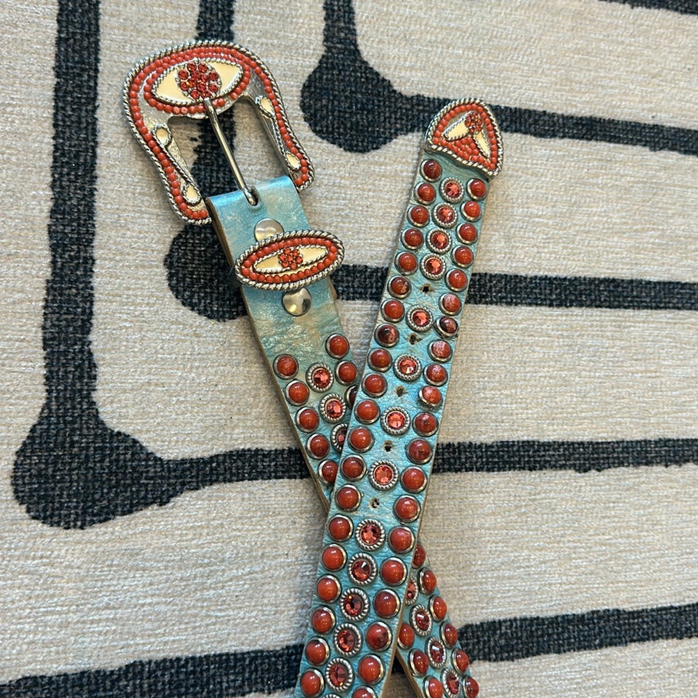 Leather rock rhinestone, leather belt